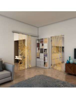 Pendeltür - Fineprint Model 012 Gold auf Klarglas
