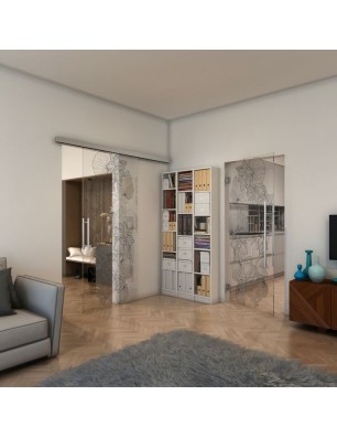 Pendeltür - Fineprint Model 013 Schwarz auf Klarglas