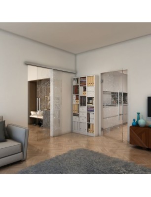 Pendeltür - Fineprint Model 013 Weiss auf Klarglas