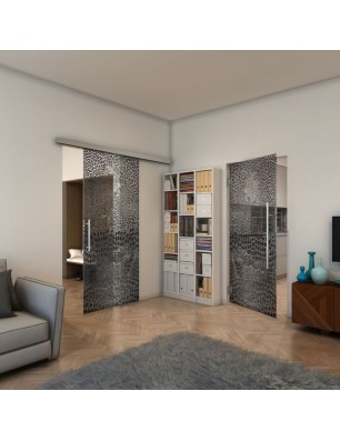 Pendeltür - Fineprint Model 015 Schwarz auf Klarglas