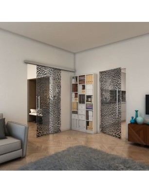 Pendeltür - Fineprint Model 016 Schwarz auf Klarglas