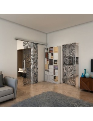 Pendeltür - Fineprint Model 017 Schwarz auf Klarglas