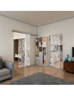 Pendeltür - Fineprint Model 017 Weiss auf Klarglas