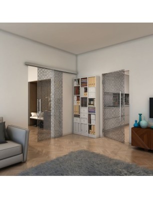 Pendeltür - Fineprint Model 018 Schwarz auf Klarglas