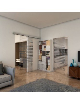 Pendeltür - Fineprint Model 019 Schwarz auf Klarglas