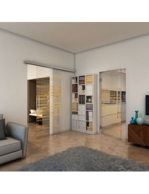 Pendeltür - Fineprint Model 019 Gold auf Klarglas