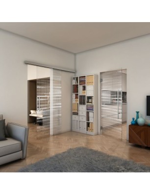 Pendeltür - Fineprint Model 019 Weiss auf Klarglas