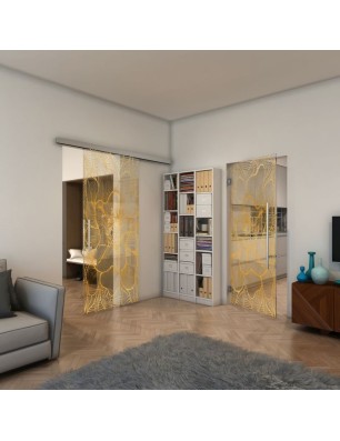Pendeltür - Fineprint Model 020 Gold auf Klarglas