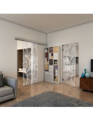 Pendeltür - Fineprint Model 020 Weiss auf Klarglas