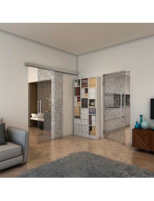 Pendeltür - Fineprint Model 021 Schwarz auf Klarglas