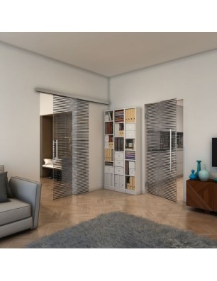 Pendeltür - Fineprint Model 022 Schwarz auf Klarglas