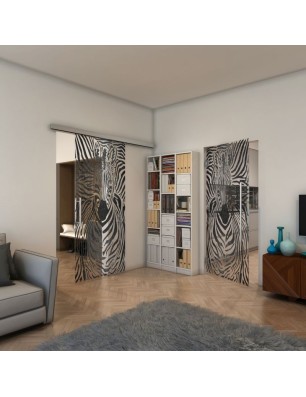 Pendeltür - Fineprint Model 023 Schwarz auf Klarglas