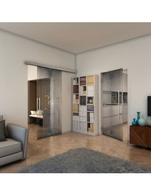 Pendeltür - Fineprint Model 024 Schwarz auf Klarglas