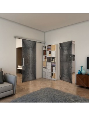 Pendeltür - Fineprint Model 025 Schwarz auf Klarglas