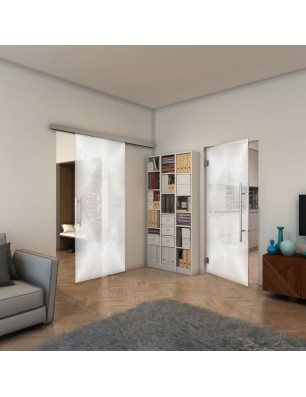 Pendeltür - Fineprint Model 025 Weiss auf Klarglas