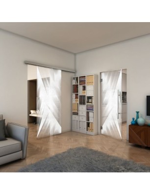 Pendeltür - Fineprint Model 026 Weiss auf Klarglas