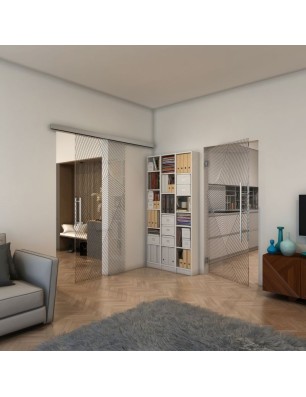 Pendeltür - Fineprint Model 028 Schwarz auf Klarglas