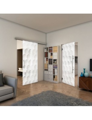 Pendeltür - Fineprint Model 029 Weiss auf Klarglas