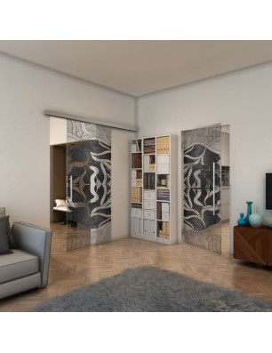 Pendeltür - Fineprint Model 031 Schwarz auf Klarglas