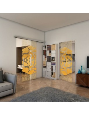 Pendeltür - Fineprint Model 031 Gold auf Klarglas