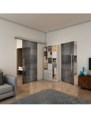 Pendeltür - Fineprint Model 032 Schwarz auf Klarglas