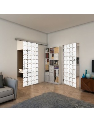 Pendeltür - Fineprint Model 033 Weiss auf Klarglas