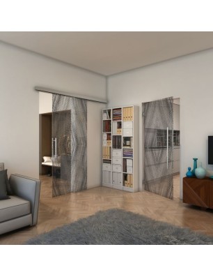 Pendeltür - Fineprint Model 034 Schwarz auf Klarglas