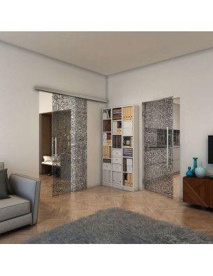 Pendeltür - Fineprint Model 036 Schwarz auf Klarglas