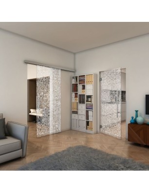 Pendeltür - Fineprint Model 036 Weiss auf Klarglas