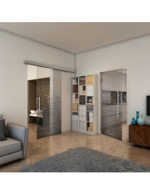 Pendeltür - Fineprint Model 038 Schwarz auf Klarglas