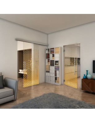 Pendeltür - Fineprint Model 038 Gold auf Klarglas