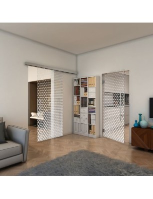 Pendeltür - Fineprint Model 038 Weiss auf Klarglas