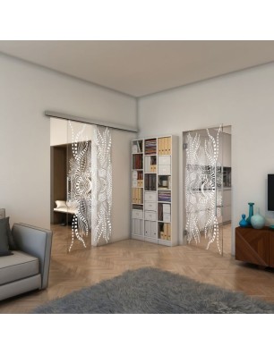 Pendeltür - Fineprint Model 039 Weiss auf Klarglas