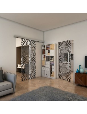 Pendeltür - Fineprint Model 042 Schwarz auf Klarglas