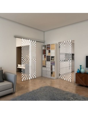 Pendeltür - Fineprint Model 042 Weiss auf Klarglas