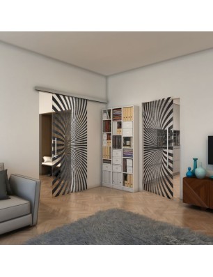 Pendeltür - Fineprint Model 043 Schwarz auf Klarglas