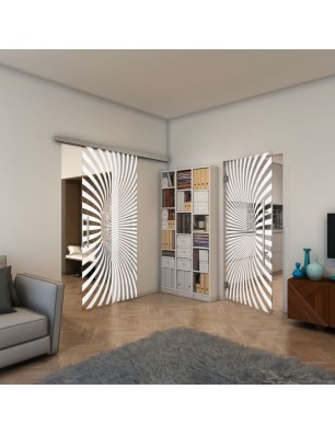 Pendeltür - Fineprint Model 043 Weiss auf Klarglas