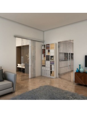 Pendeltür - Fineprint Model 045 Schwarz auf Klarglas