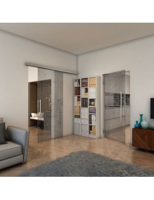 Pendeltür - Fineprint Model 046 Schwarz auf Klarglas