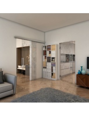 Pendeltür - Fineprint Model 047 Schwarz auf Klarglas