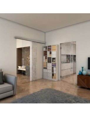 Pendeltür - Fineprint Model 047 Weiss auf Klarglas