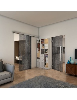 Pendeltür - Fineprint Model 050 Schwarz auf Klarglas