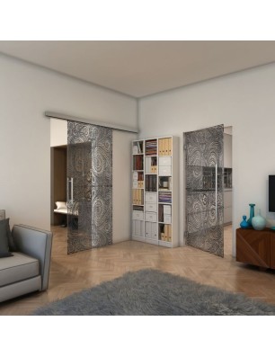 Pendeltür - Fineprint Model 051 Schwarz auf Klarglas