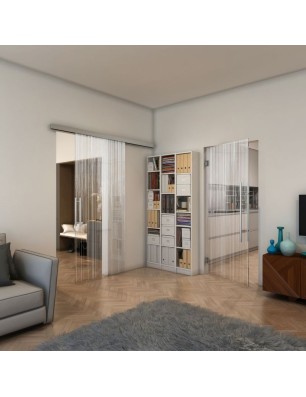 Pendeltür - Fineprint Model 052 Weiss auf Klarglas