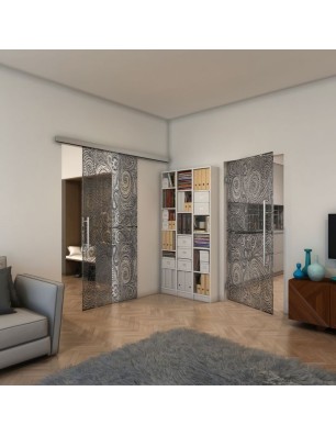 Pendeltür - Fineprint Model 055 Schwarz auf Klarglas