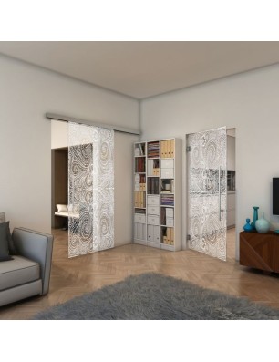 Pendeltür - Fineprint Model 055 Weiss auf Klarglas