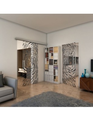 Pendeltür - Fineprint Model 057 Schwarz auf Klarglas