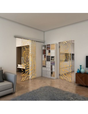 Pendeltür - Fineprint Model 057 Gold auf Klarglas
