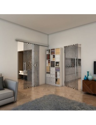 Pendeltür - Fineprint Model 058 Schwarz auf Klarglas