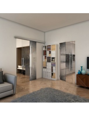 Pendeltür - Fineprint Model 059 Schwarz auf Klarglas